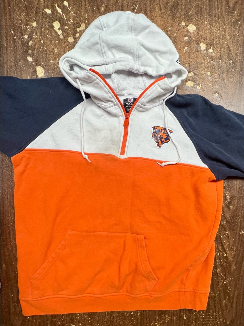 Chicago Bears New Era NFL Colorblock 1/4 Zip Hoodie Men’s M Orange Navy